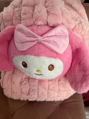 Melody Plush Pink Character Backpack – Soft Bow Accent